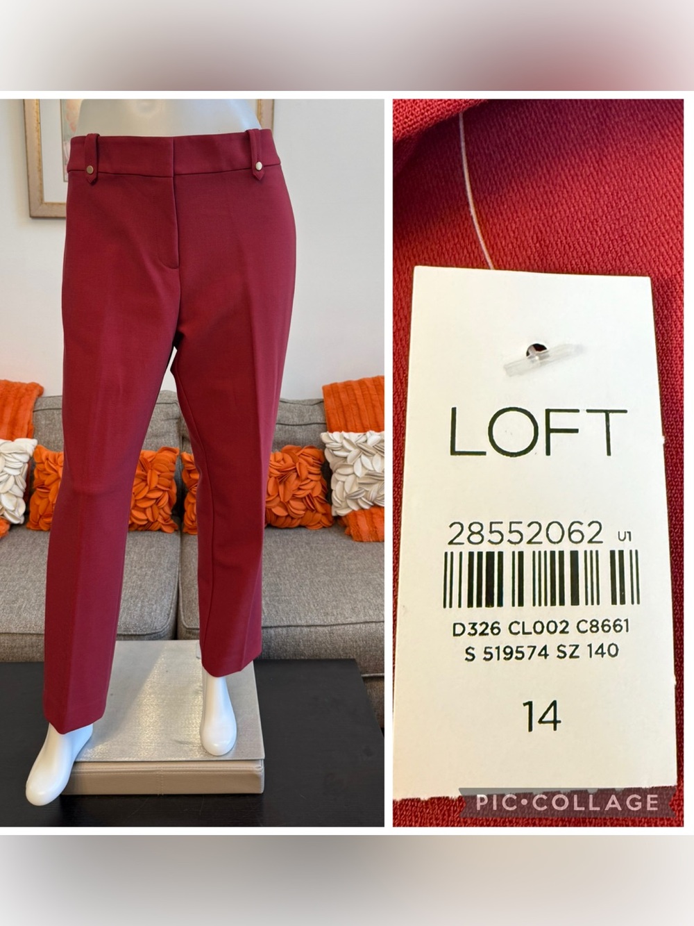 ❣️🆕LOFT Slim Leg Red Ankle Dress Pants / Trousers Style#519574❣️